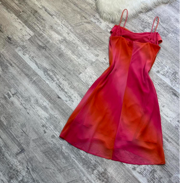 Vintage Sheath Chiffon Short Prom Dresses, Gradient Red Homecoming Dresses, Spaghetti Strap Birthday Dresses ED04305