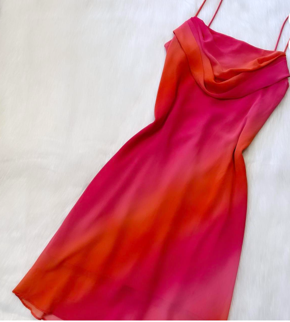 Vintage Sheath Chiffon Short Prom Dresses, Gradient Red Homecoming Dresses, Spaghetti Strap Birthday Dresses ED04305