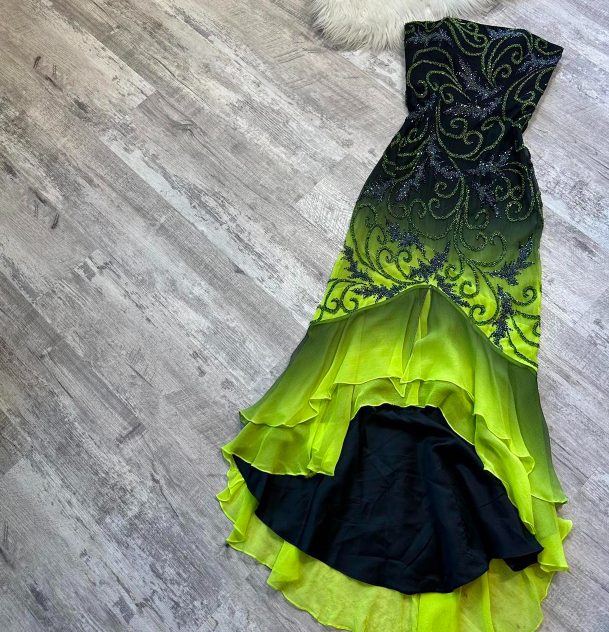 Vintage Strapless Mermaid Beaded Chiffon Short Prom Dresses, Green Birthday Dresses ED04319