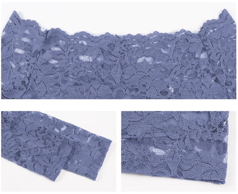 Spitzen-Hüftrock mit One-Shoulder-Träger und langen Ärmeln, schmaler Schnitt, ED0431