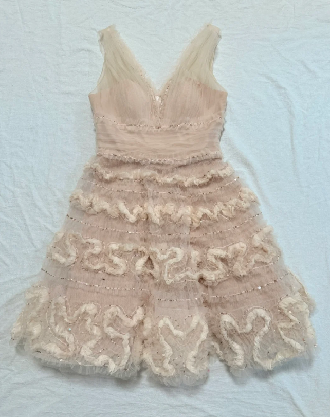 V neck Sheath Short Prom Dresses Tulle Birthday Dresses, Light Champagne Homecoming Dresses ED04344