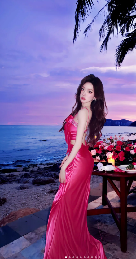 Glam Hot Pink Long Formal Dresses, Spaghetti Strap Mermaid Prom Dresses, Open Back Evening Dresses ED04415