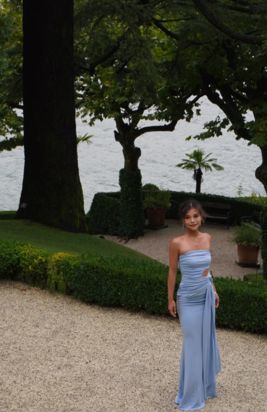 Glam Blue Long Formal Dresses, Strapless Pleated Prom Dresses, Sheath Evening Dresses ED04416