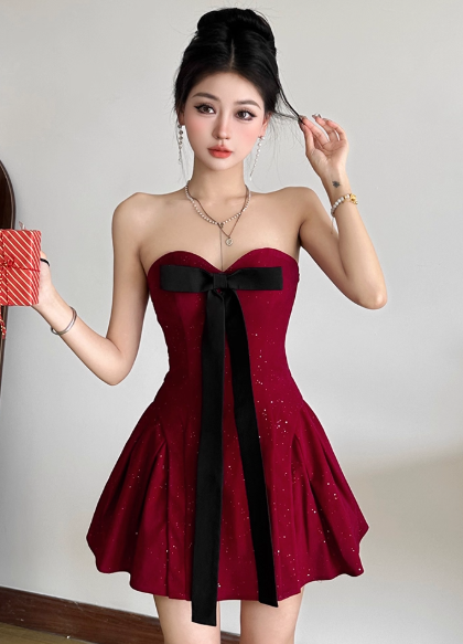 Sexy Birthday Dresses Strapless Hoco Dresses Burgundy Short New Year's Evening Dresses ED04443