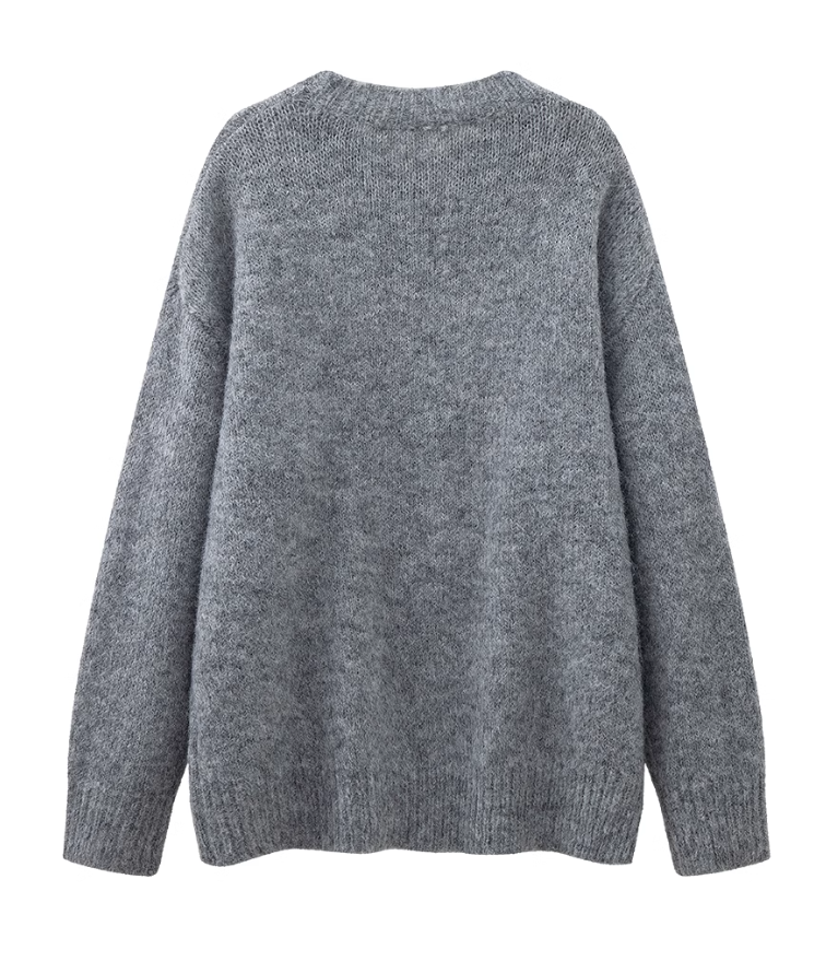 Mohair cherry embroidered crew neck sweater ED0447