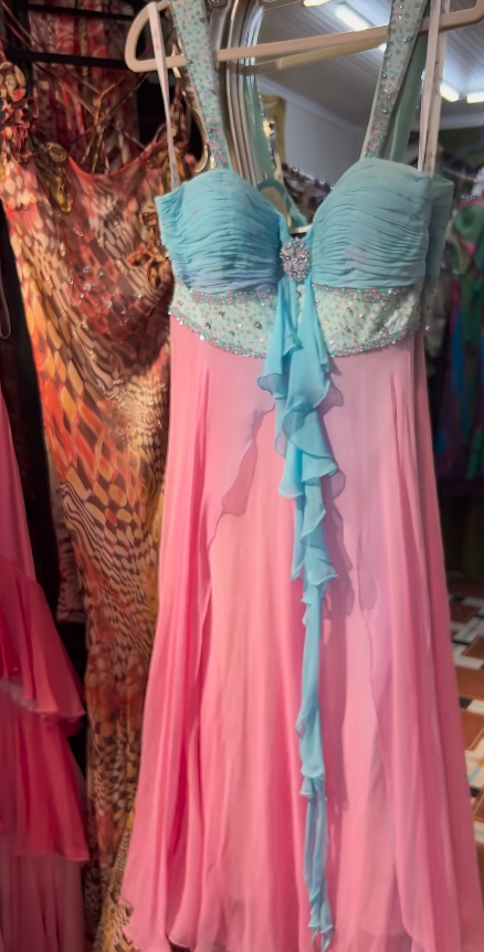 Vintage Straps Sheath Birthday Dresses Chiffon Pink Formal Dresses ED04494