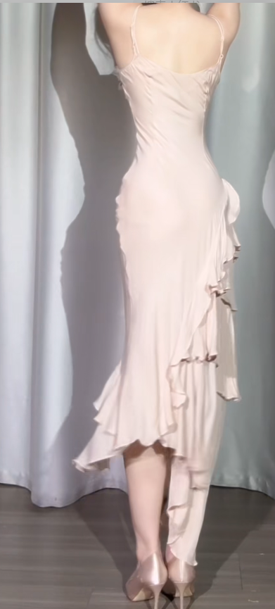 Vintage Spaghetti Strap Sheath Long Prom Dresses Chiffon Applique Formal Dresses ED04498