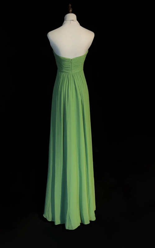 Vintage Strapless Sheath Wedding Guest Dresses Chiffon Green Formal Dresses ED04502