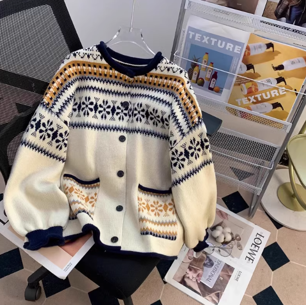 Fair Isle Vintage Jacquard-Cardigan ED0450