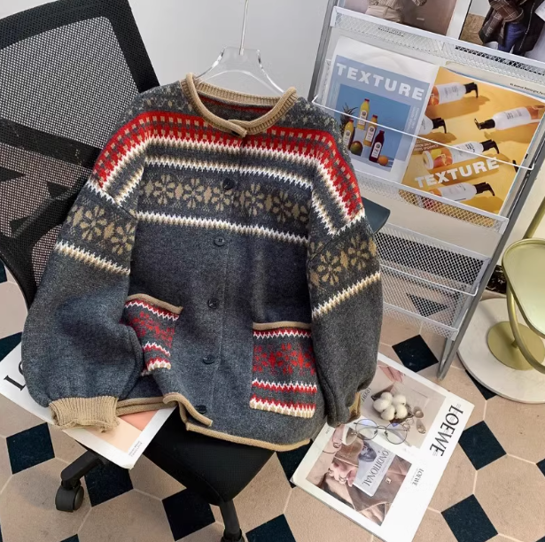 Fair Isle Vintage Jacquard-Cardigan ED0450