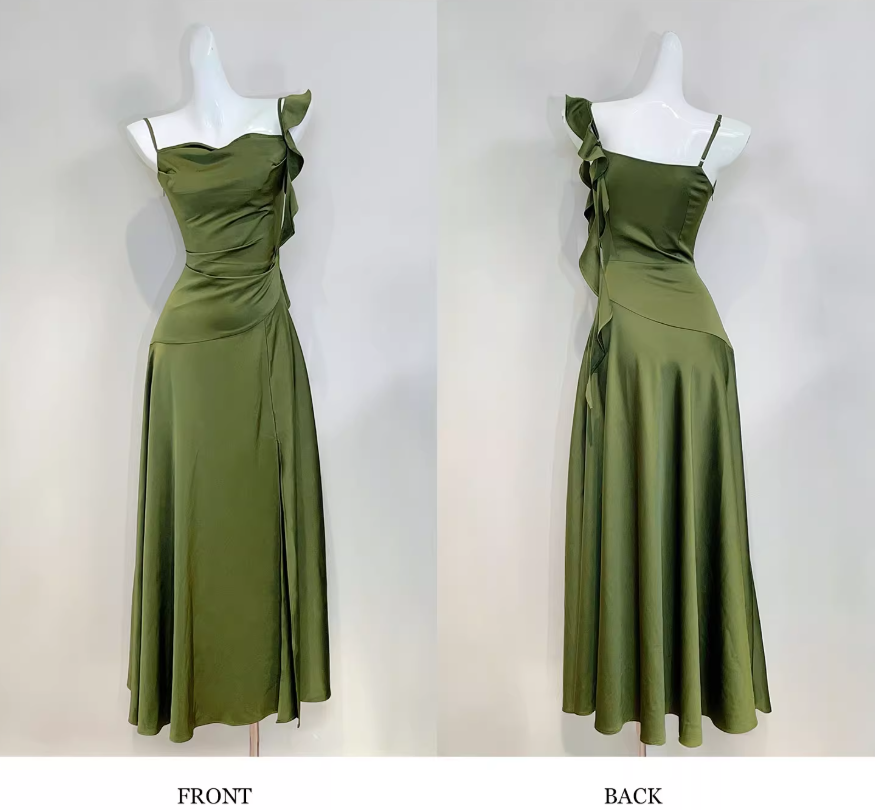 Chic Sheath Dark Green Long Prom Dresses, Dark Green Formal Dresses ED04517