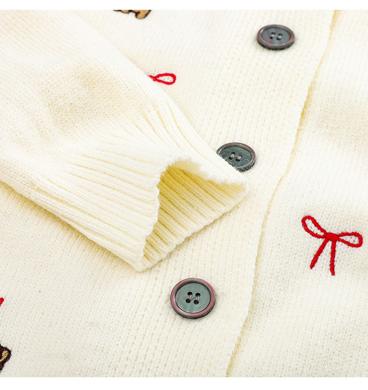 Lazy style dog embroidered knitted cardigan ED0451