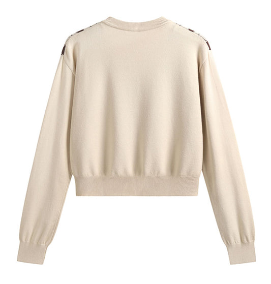 American retro diamond long-sleeved short sweater ED0452