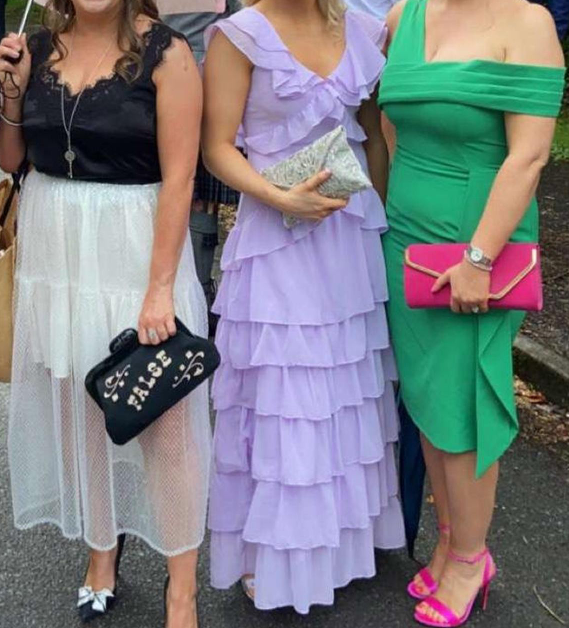 Elegant V-neck Sheath Long Prom Dresses Chiffon Purple Wedding Guest Dresses ED04547