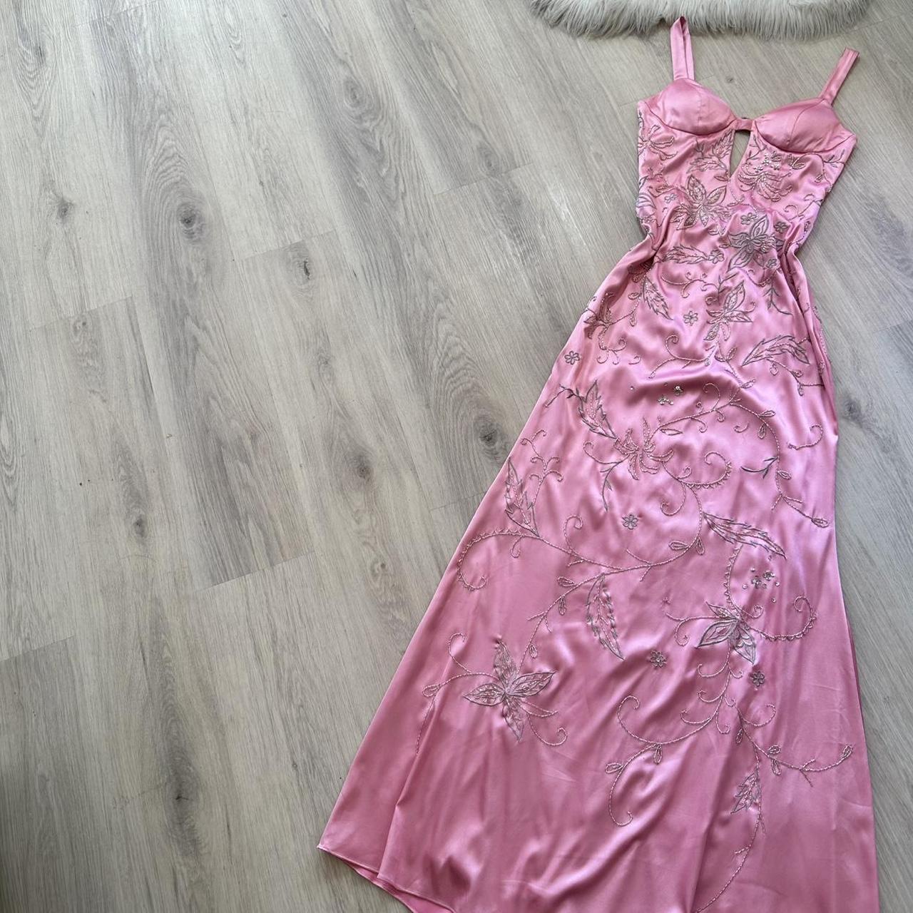 Vintage Spaghetti Strap Sheath Wedding Guest Dresses Beaded Satin Pink Long Formal Dresses ED04591