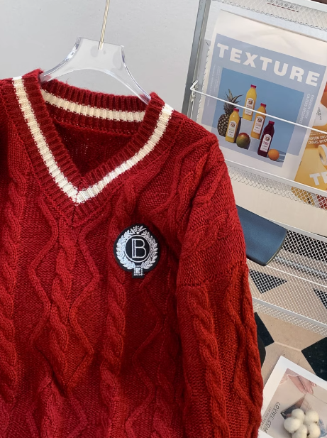 Damenpullover mit langen Ärmeln im Preppy-Stil ED0459