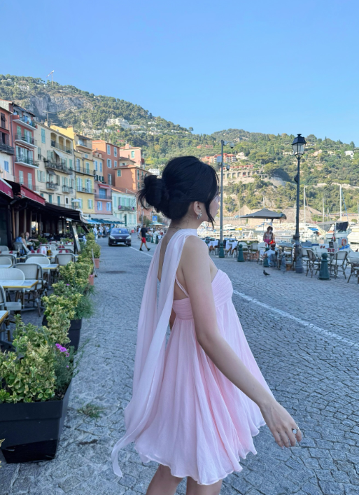 French Spaghetti Strap Sheath Short Prom Dresses Pink Birthday Dresses Pleated Homecoming Dresses ED04681