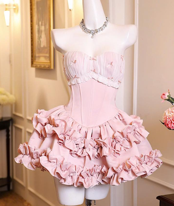 Cute Strapless Ball Gown White Birthday Dresses Sexy Christmas Dress ED04736