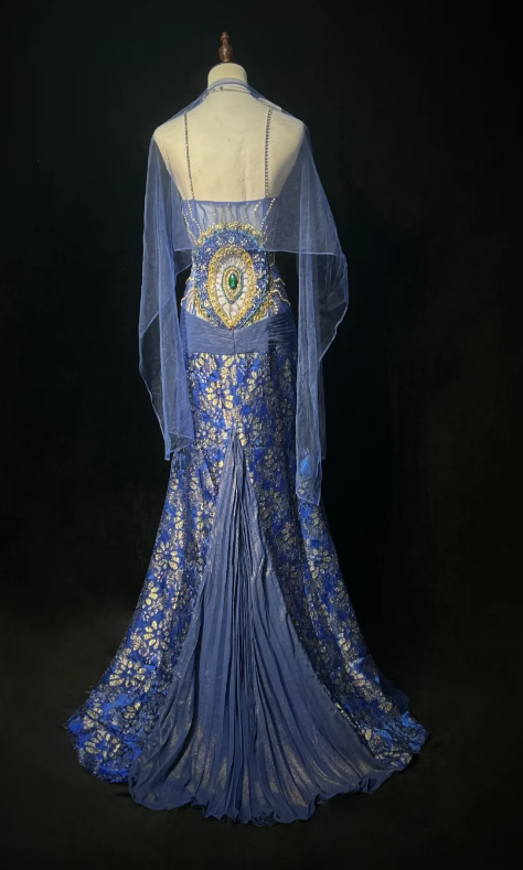Vintage Spaghetti Strap Sheath Long Prom Dresses Satin Blue Long Formal Dresses ED04742