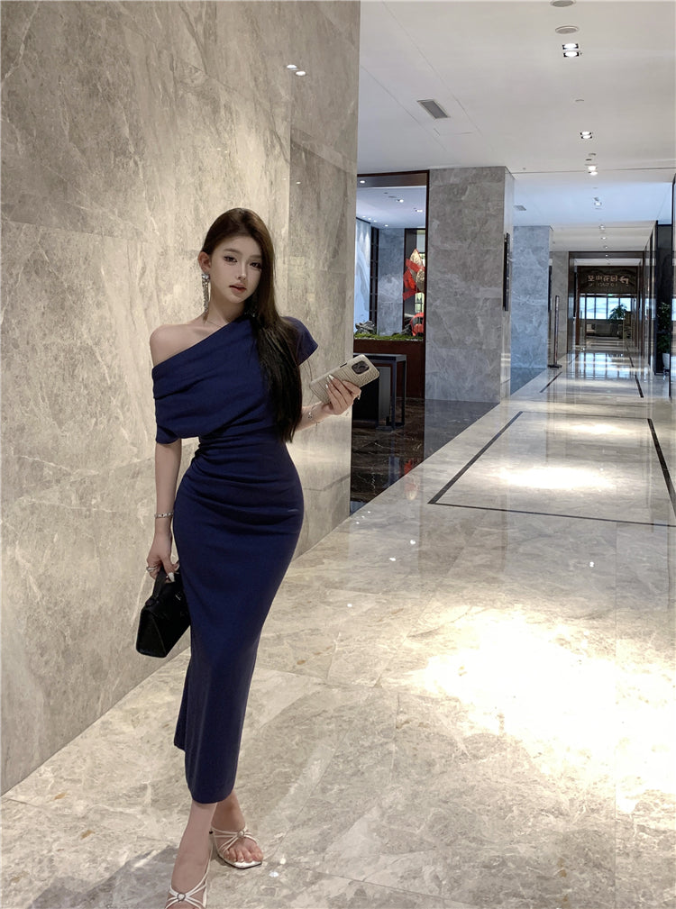 Temperament sexy schlank off-schulter kurzarm kleid ED0476