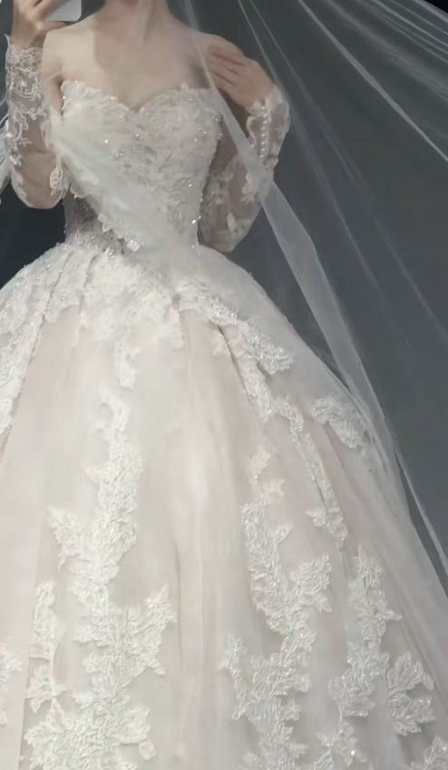 Elegant Sweetheart Neck Ball Gown Lace Wedding Dresses Applique White Bridal Gowns Sleeveless Bridal Dresses ED04795