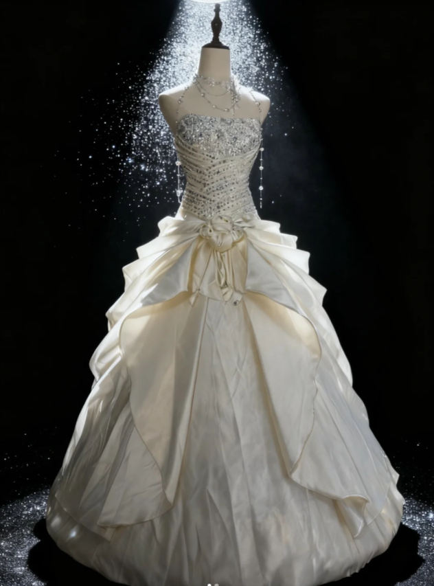 Elegant Sweetheart Neck Ball Gown Long Wedding Dresses Taffeta Sleeveless Bridal Gowns White Bridal Dresses ED04808