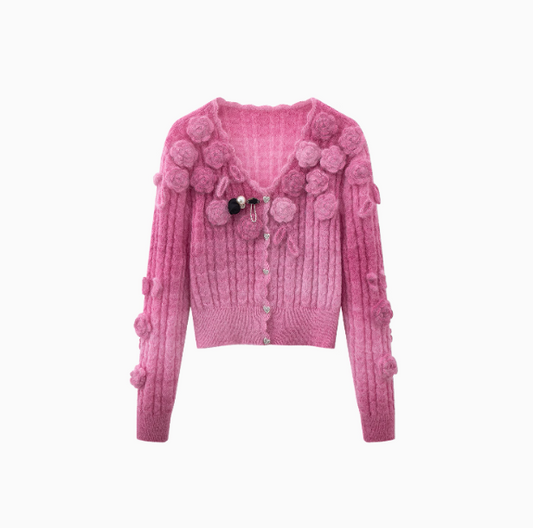 Pink floral cardigan sweater ED0480