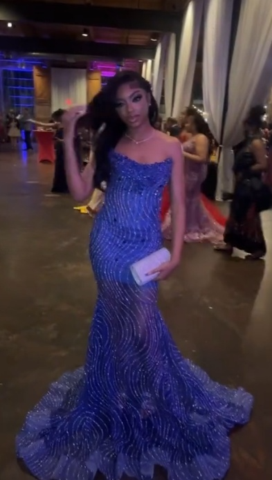 Elegant Strapless Mermaid Royal Blue Long Prom Dresses Tulle Sequin Sleeveless Formal Dresses Royal Blue Birthday Dresses ED04820