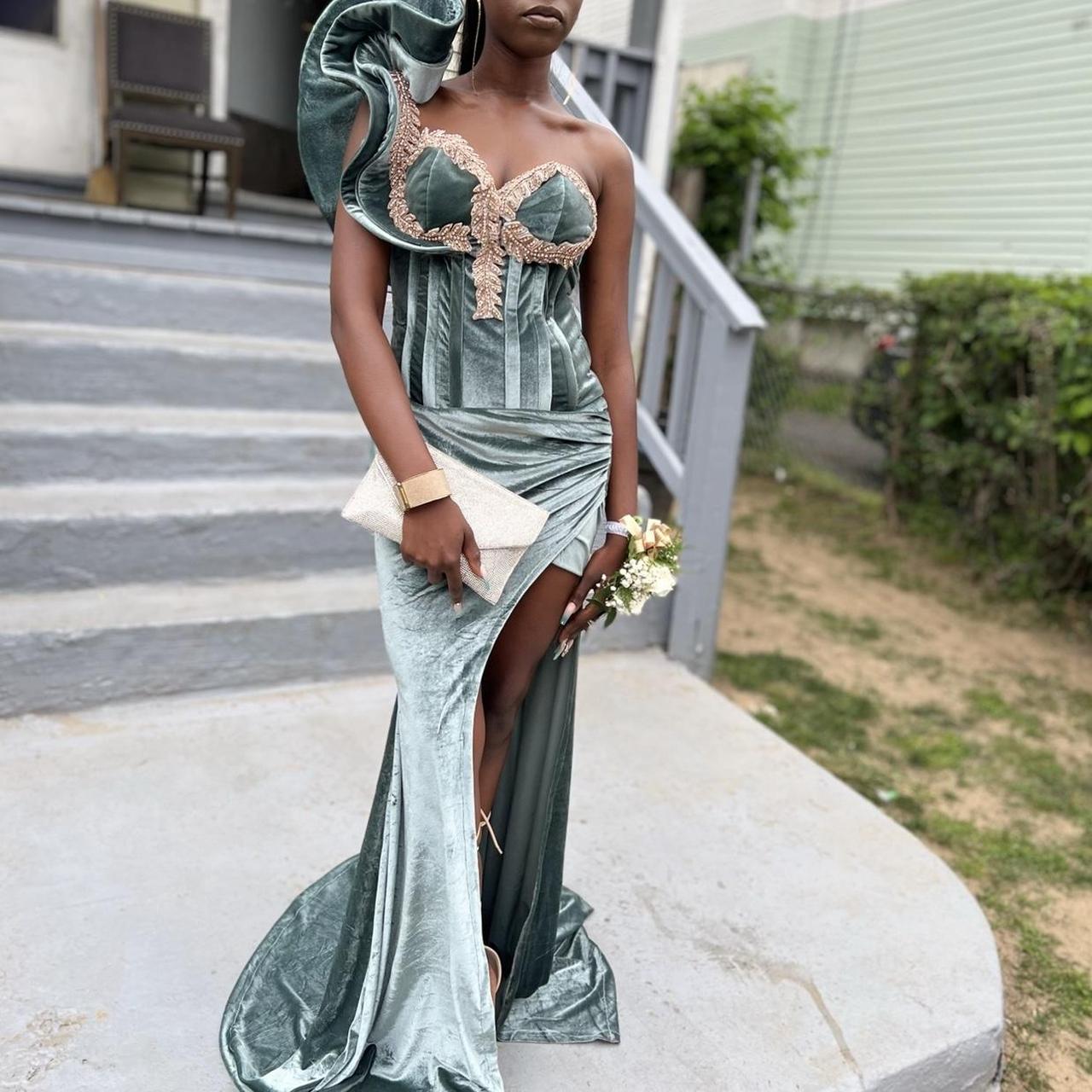 Sexy One Shoulder Sheath Green Long Prom Dresses Velvet Sleeveless Formal Dresses Green Evening Dresses ED04825