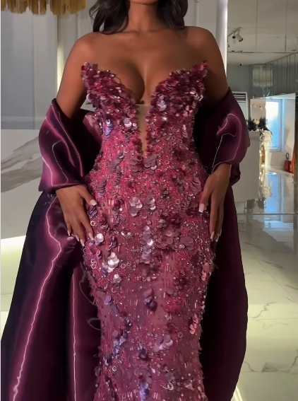 Sexy Sweetheart Mermaid Pink Long Prom Dresses Tulle Sequin Pink Evening Dresses ED04828