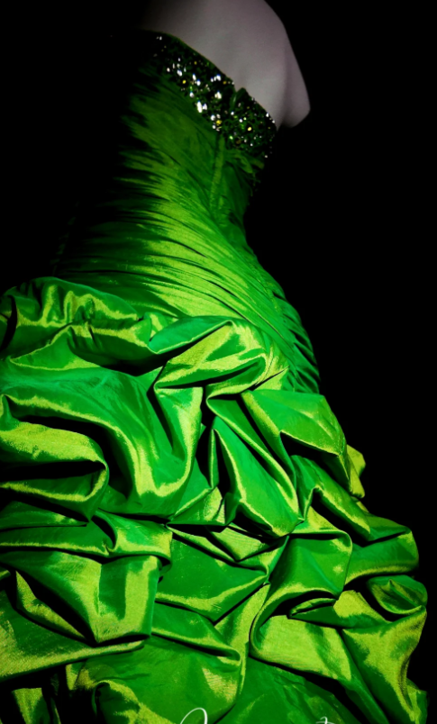 Vintage Strapless Bodycon Hi-lo Prom Dresses Taffeta Green Formal Dresses Green Halloween Dresses ED04837