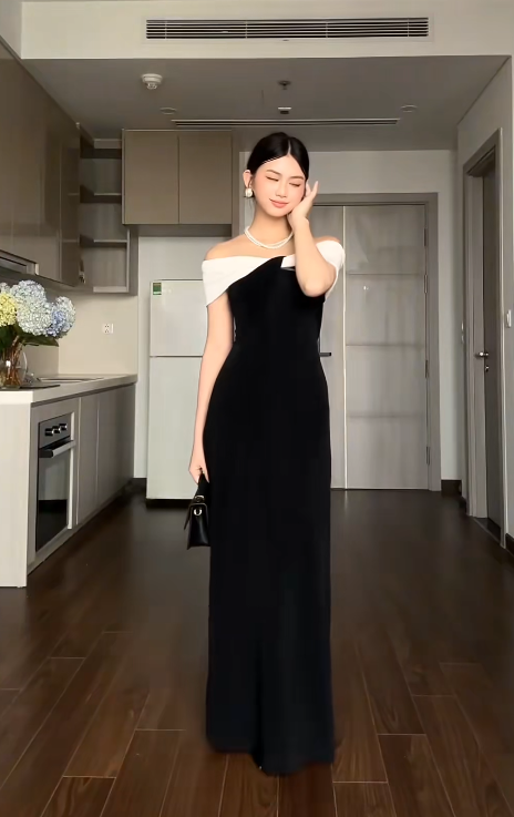 Elegant Off-the-shoulder Sheath Long Formal Dresses Satin Black Evening Dresses ED04840