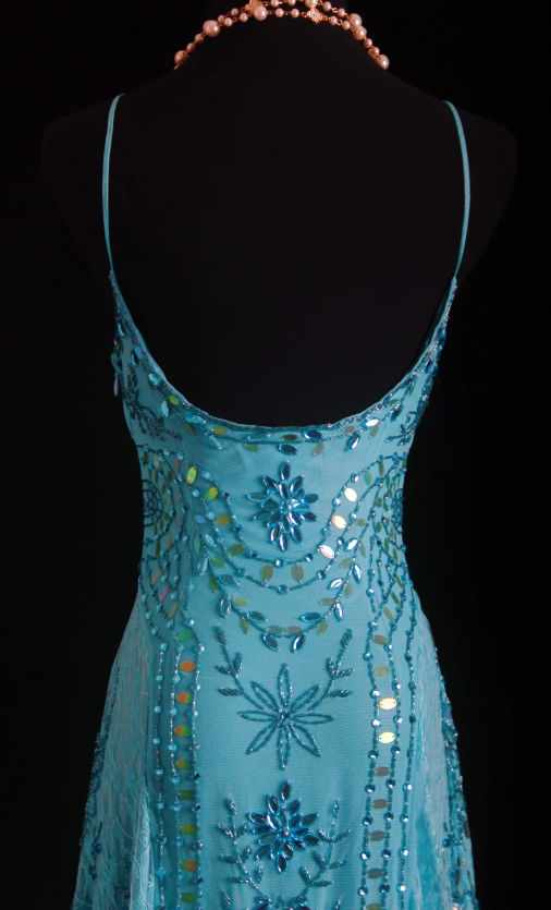 Vintage Spaghetti Strap Sheath Blue Short Birthday Dresses Lace Beading Blue Formal Dresses ED04861