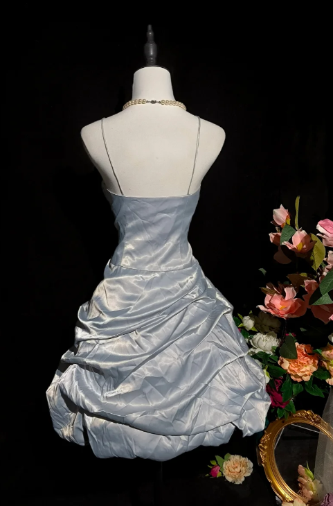 Robes d'anniversaire élégantes bleu dégradé, col en V, paillettes, mousseline, fourreau, robes de bal, robes de soirée ED04456