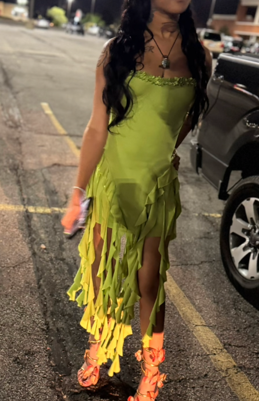 Sexy Strapless Bodycon Green Short Prom Dresses Ruffle Green Birthday Dresses ED04867