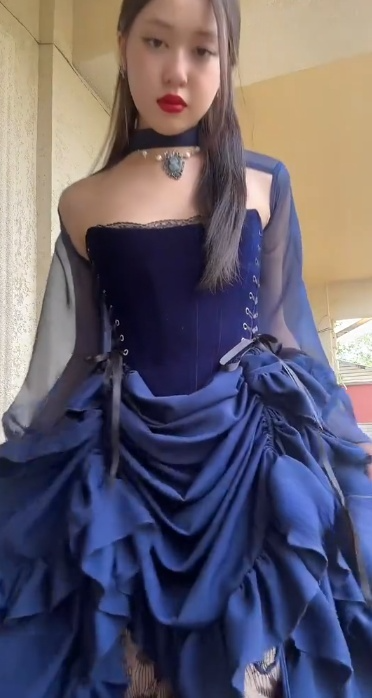 2025 New Halloween Party Dresses Sexy Strapless Navy Blue Long Birthday Dresses Chiffon Formal Dresses ED04879