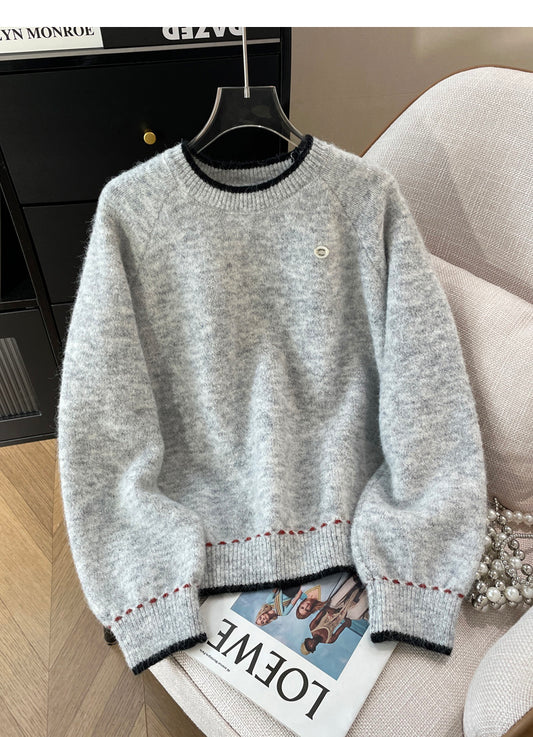 Korean lazy style round neck long sleeve sweater ED0487