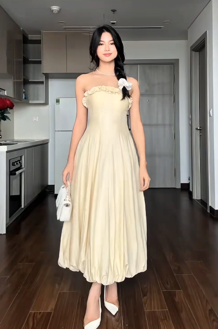 Elegant Strapless Sheath Pale Yellow Wedding Guest Dresses Satin Pale Yellow Formal Dresses 22nd Birthday Dresses ED04881