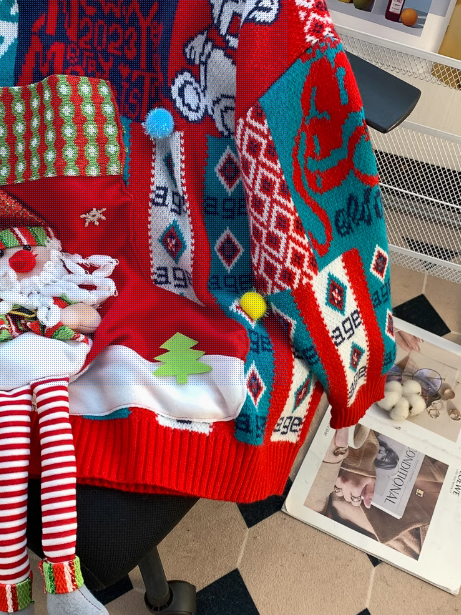 Cute 3D Santa Claus Red Round Neck Pullover Sweater ED0491