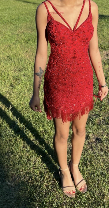 Sexy Spaghetti Strap Sheath Burgundy Short Birthday Dresses Beaded Backless Burgundy Party Dresses ED04923