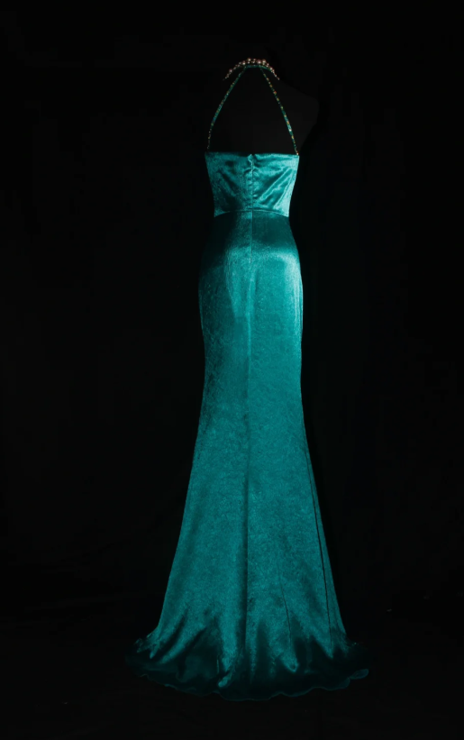 Robes d'anniversaire élégantes bleu dégradé, col en V, paillettes, mousseline, fourreau, robes de bal, robes de soirée ED04456