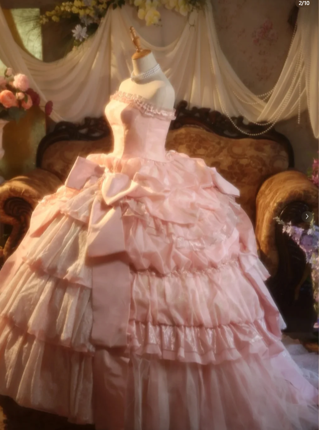 Fairy Strapless Ball Gown Pink Long Prom Dresses Lace Pink Quinceanera Dresses Sweet 16 Dress ED04940