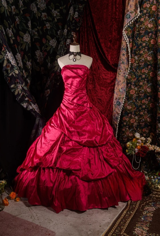 Fairy Strapless Ball Gown Burgundy Long Prom Dresses Satin Burgundy Quinceanera Dresses Sweet 16 Dress ED04941