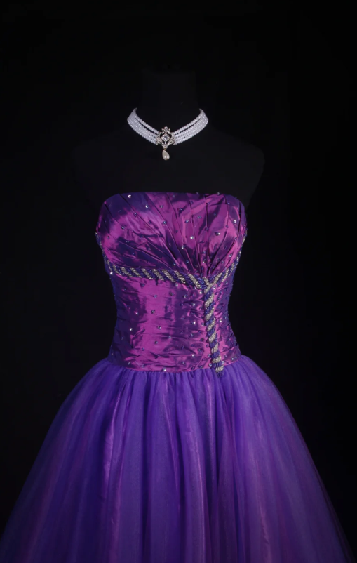 Cute Strapless Ball Gown Purple Long Prom Dresses Tulle Purple Evening Dresses ED04944