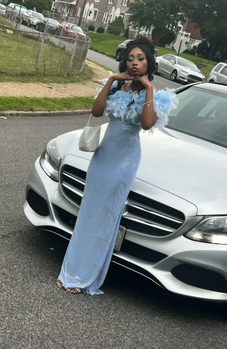 Gorgeous Off-the-shoulder Sheath Blue Long Prom Dresses Chiffon Blue Formal Dresses ED04953