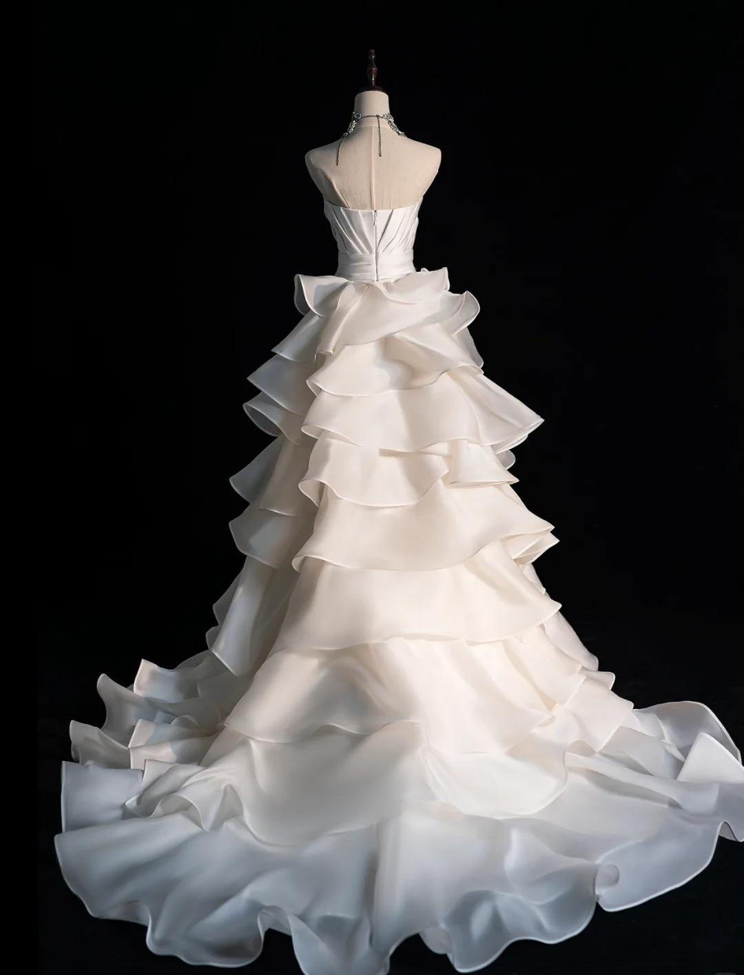 Elegant Strapless Mermaid Long Wedding Dress Sleeveless White Bridal Gown Satin Bride Dress ED04999