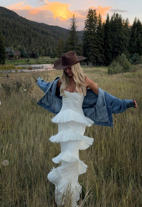 Fashion Strapless Sheath Long Prom Dresses Chiffon Tassel White Birthday Dresses ED05005