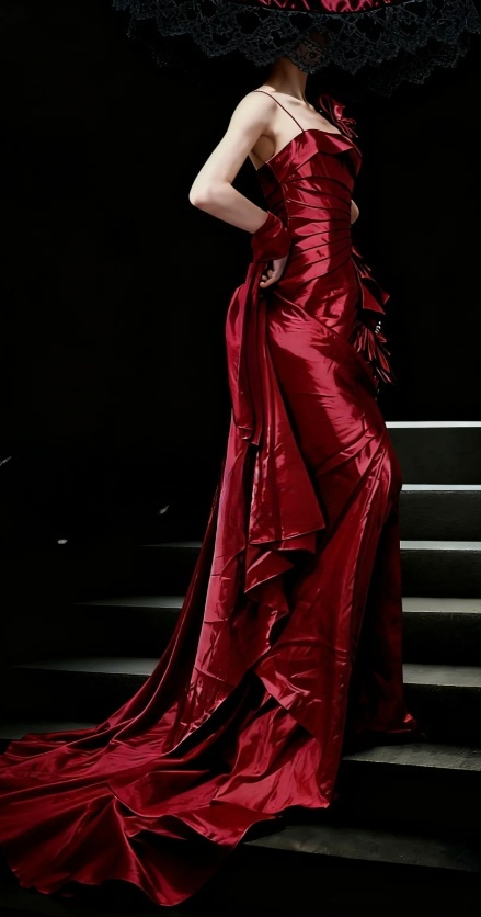 Vintage Spaghetti Strap Sheath Burgundy Long Prom Dresses Satin Burgundy Evening Dresses ED05020