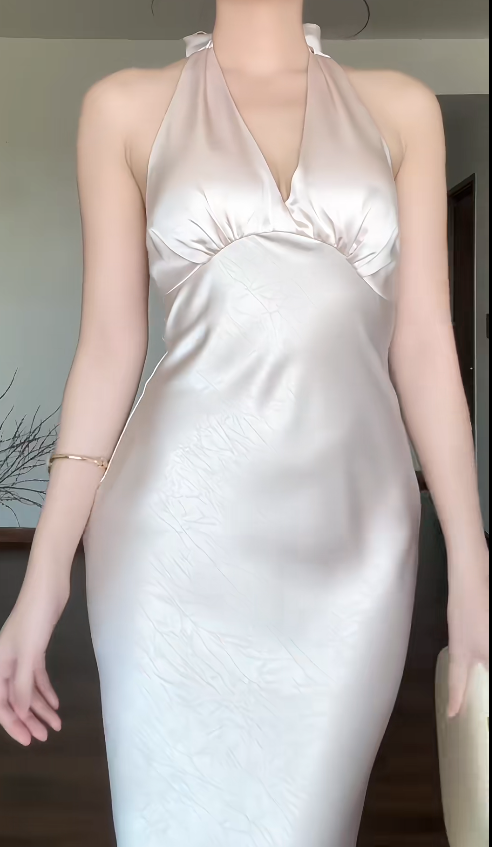 Simple V neck Sheath Long Prom Dresses Satin Wedding Guest Dresses ED05021