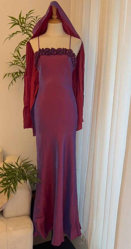 Elegant Spaghetti Strap Sheath Burgundy Long Prom Dresses Satin Burgundy Wedding Guest Dresses ED05048